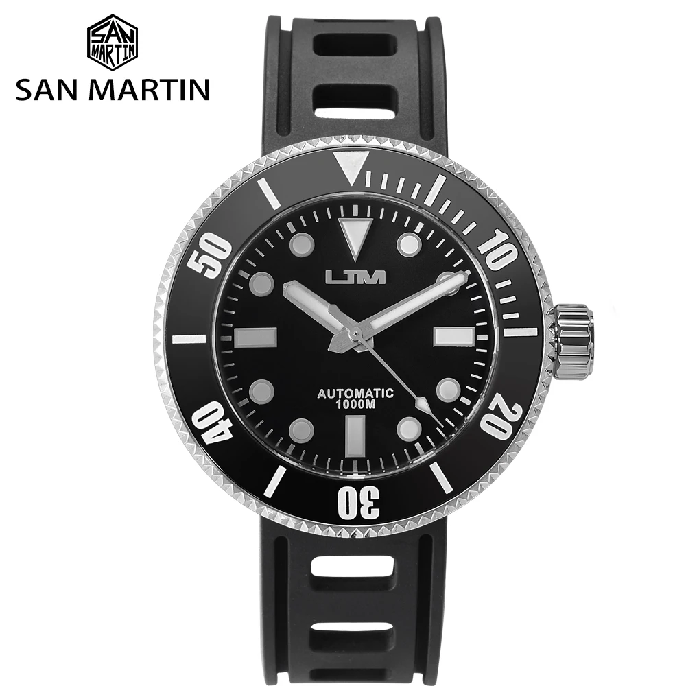 

San Martin Diver VS37 Solar Quartz NH35 Stainless Steel Men's Watch Sapphire Glass 1000M Waterproof Integrated Case Back Lume