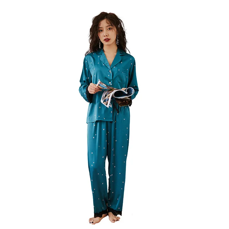 

Pajamas Suit Long Sleeve Pyjama Femme Nuisette Femme Vestidos De Noche Dormir Tops Bielizna Nocna Batas De Dormir Para Mujer
