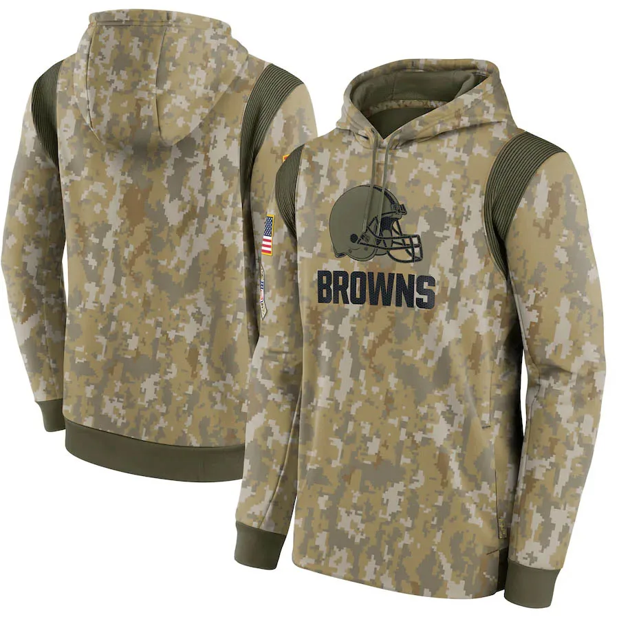 

Cleveland camouflage Sweatshirt Browns 2021 Salute To Service Therma Performance Pullover Quality Oversized Hoodie Olive Camo