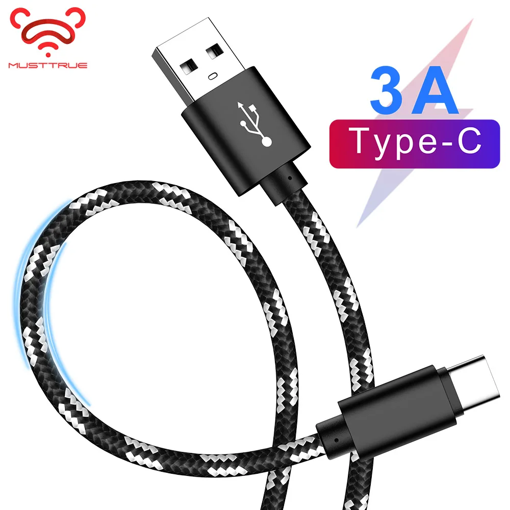 MUSTTRUE 3A C кабель usb type C кабель для huawei P20 Lite samsung S9 шнур для быстрой зарядки и передачи данных tipo c провод c type адаптер usb-c 1 м