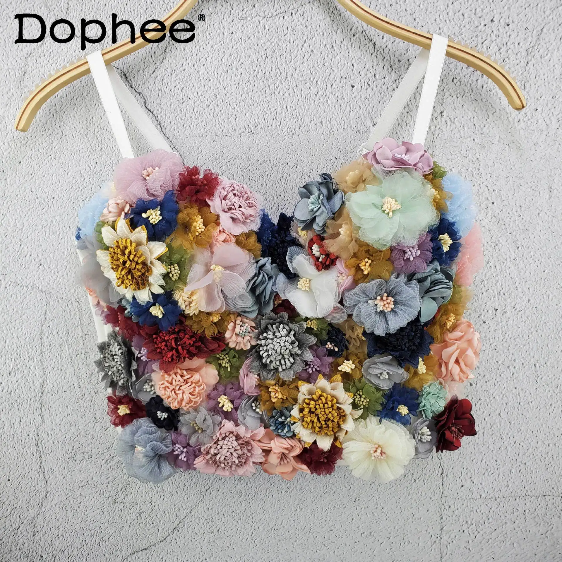 

Sweet 3D Lace Flower Underwear Bra Women Straps Camisole Sexy Small Vest Sling Girls Tube Top Wrapped Tank Top Y2k Crop Tops