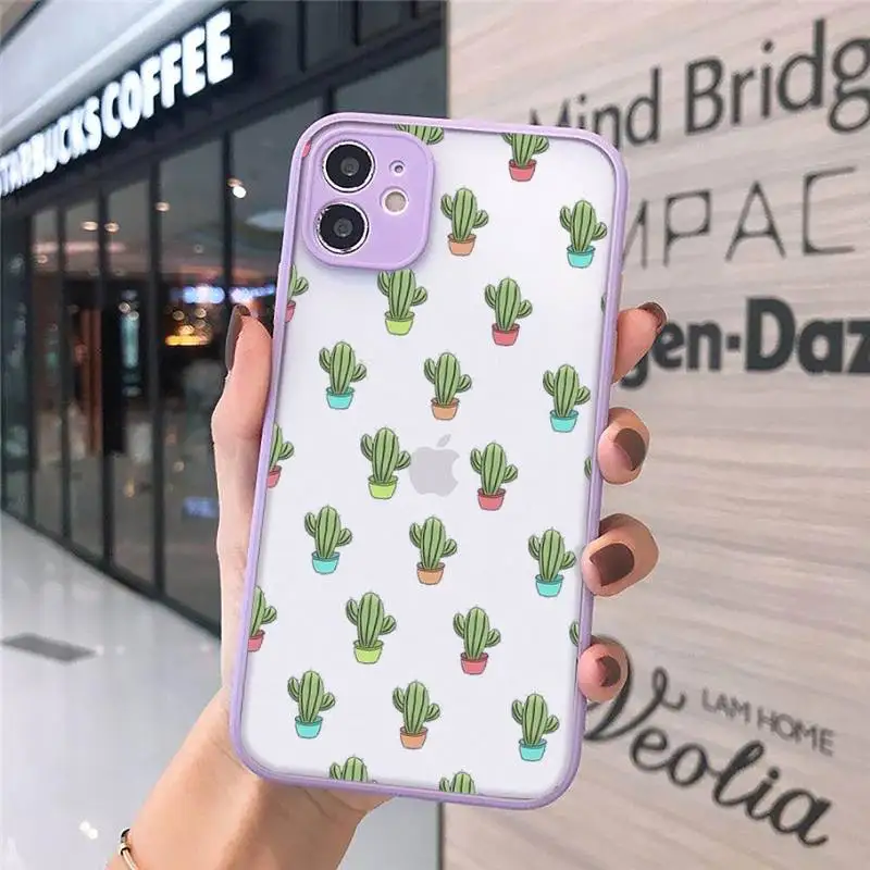 

Plant Cactus pattern Phone Case matte transparent For iphone 7 8 11 12 plus mini x xs xr pro max cover