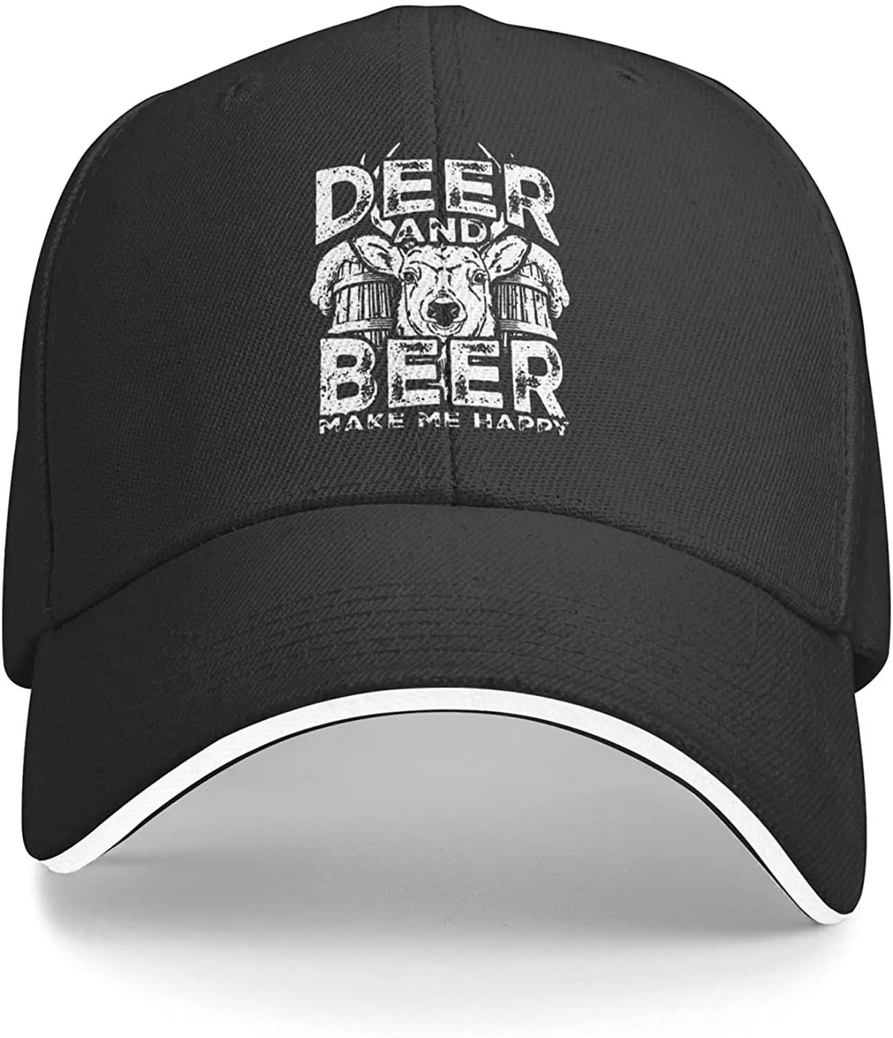 

Забавная охотничья бейсбольная кепка с оленем и пивом охотничья Кепка-сэндвич Регулируемая Черная Кепка Для Взрослых