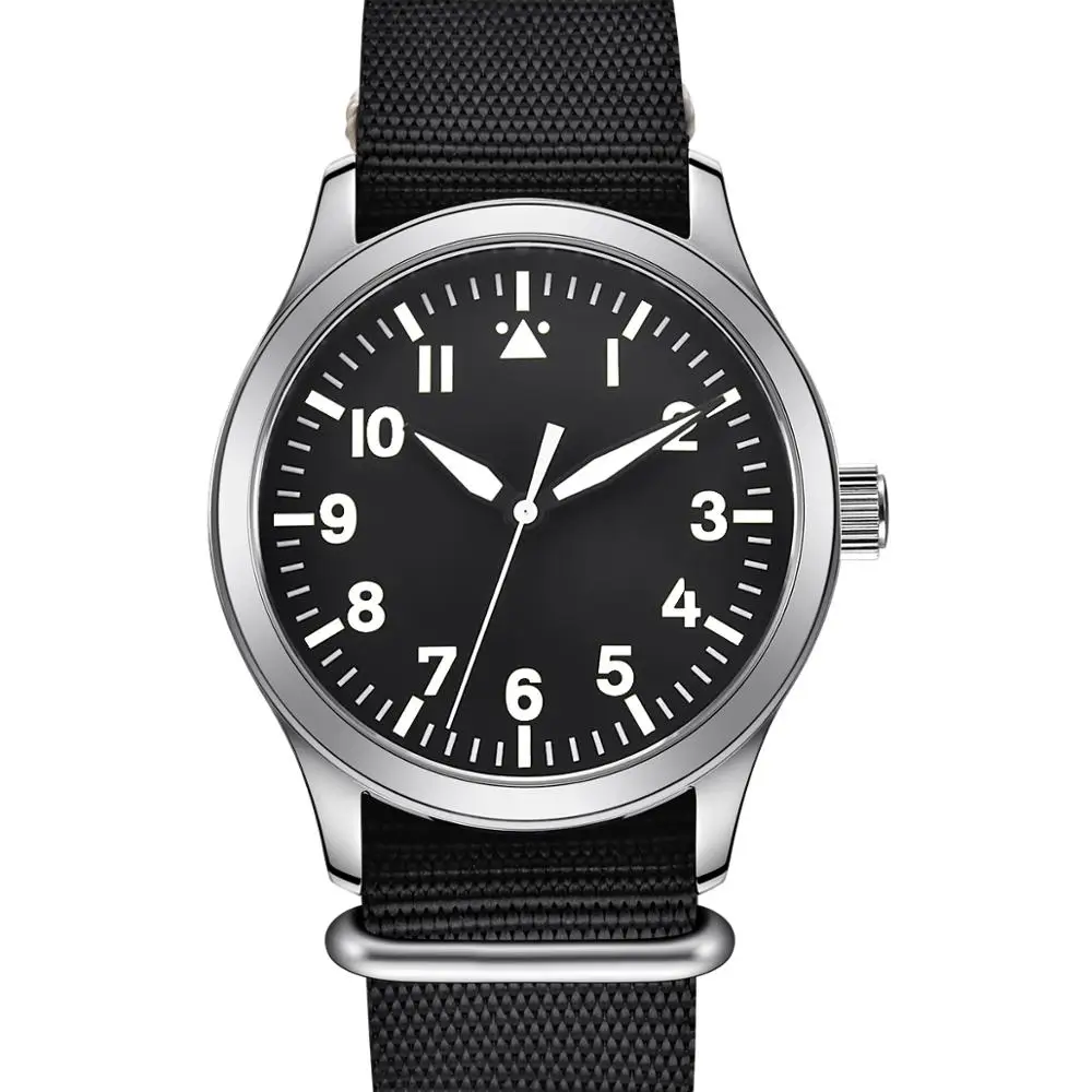 Nylon 42 мм Corgeut нейлон Военная униформа для мужчин автоматические люксовый бренд спортивный дизайн часы кожа самовзводные механические наручные часы - Цвет: Nylon