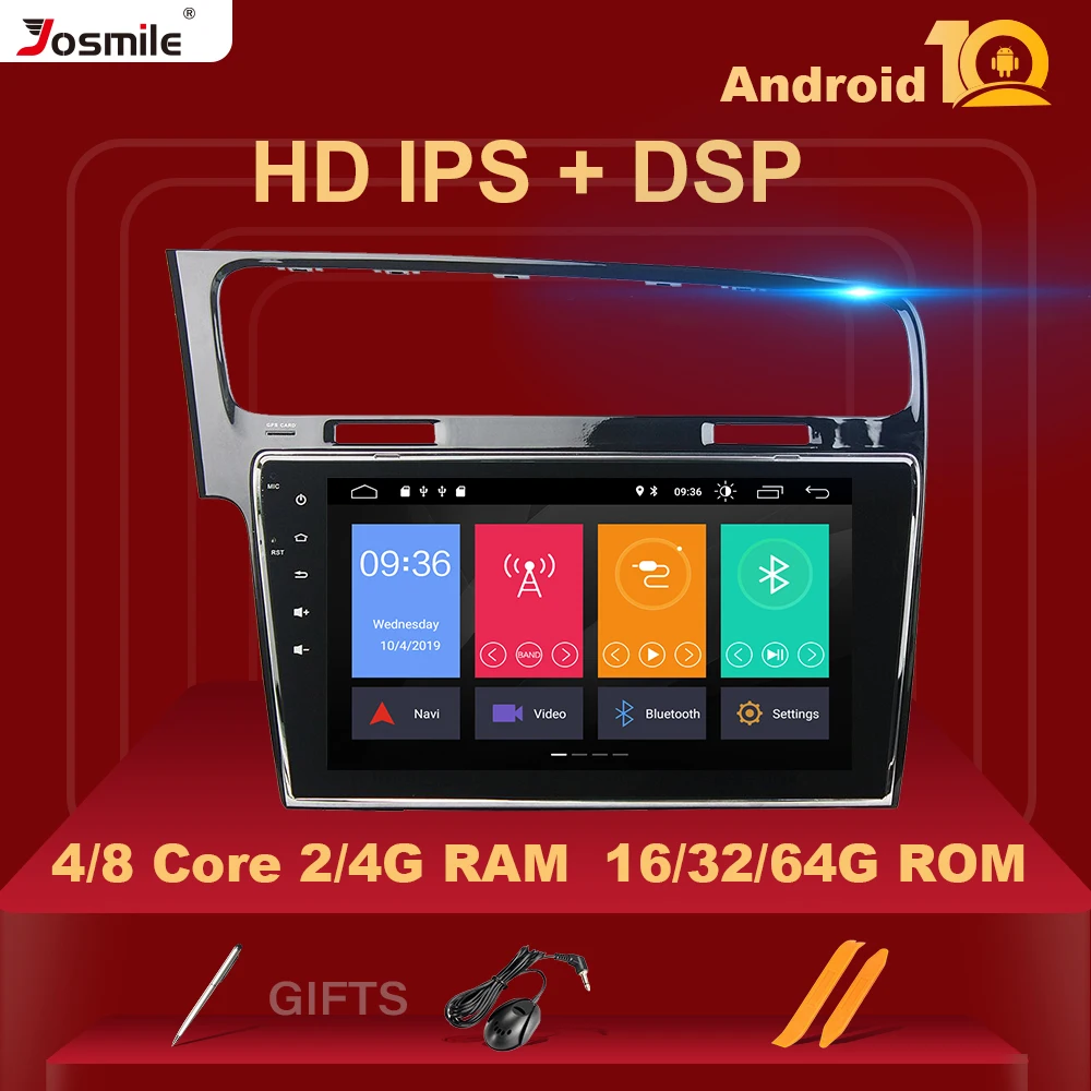 Автомобильный мультимедийный плеер IPS DSP 8 ядер 4 Гб 64G1 Din Android 10 GPS для VW/Volkswagen/Golf 7
