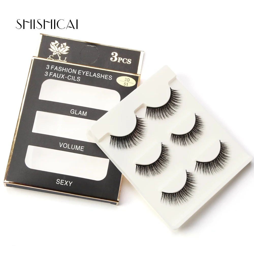 3 пар/компл. мульти-стиль натуральные длинные накладные ресницы 3D Ручная работа