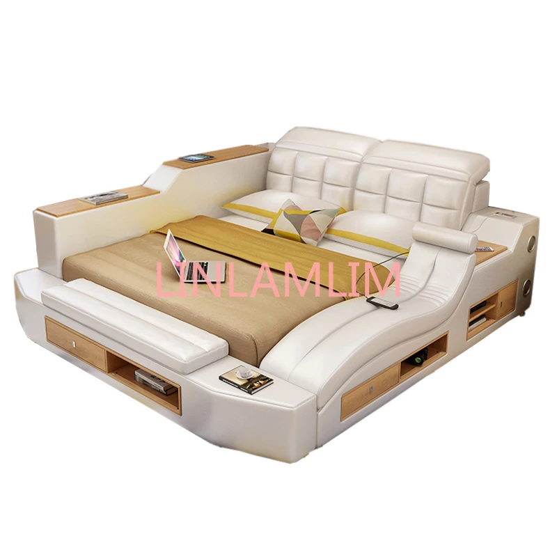 

Genuine Leather multifunctional massage bed frame modern Nordic camas ultimate bed кровать двуспальная lit beds سرير muebles de