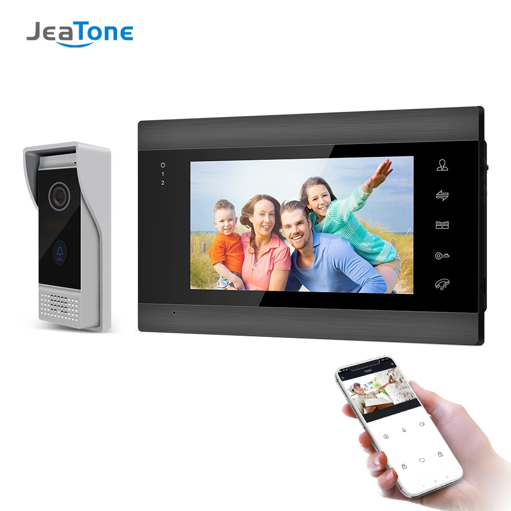 Jeatone 7inch Wireless Wifi Video Intercom System for Home Video Intercom Support Remote Unlock,Motion Detect Record Door Camera