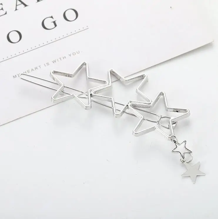 Silver star Модные металлические заколки для волос с листьями, заколка для волос, заколка для волос, Когти для женщин, девушек, тренд, очаровательные, круглые, треугольные - Окраска металла: Silver star