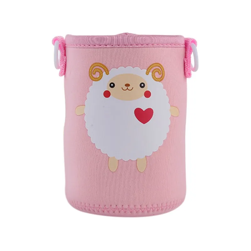 New 400ML-500ML Baby Cartoon Cups Wash Water For Kids Learn Drink Feeding Bottles Warmer Cover With Strap Rope | Мать и ребенок