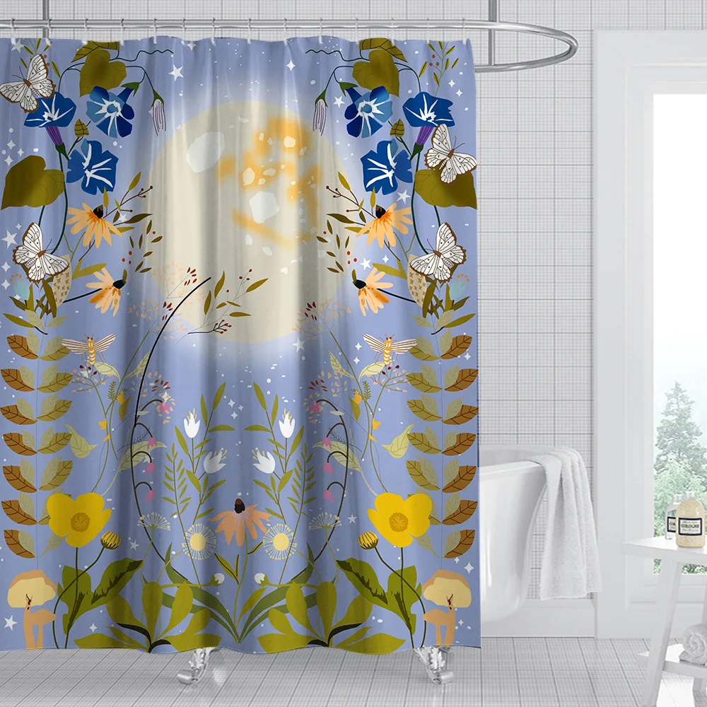 

Butterflies Leaves Flowers Shower Curtain Waterproof Bathroom Curtain Decoration For Home Bath Curtains Farmhouse Decor