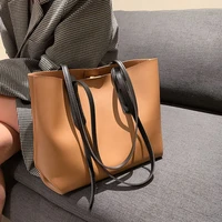 cgcbag 2021 casual simple tote bag women large capacity pu leather shopper female vintage shoulder bag designe handbag women