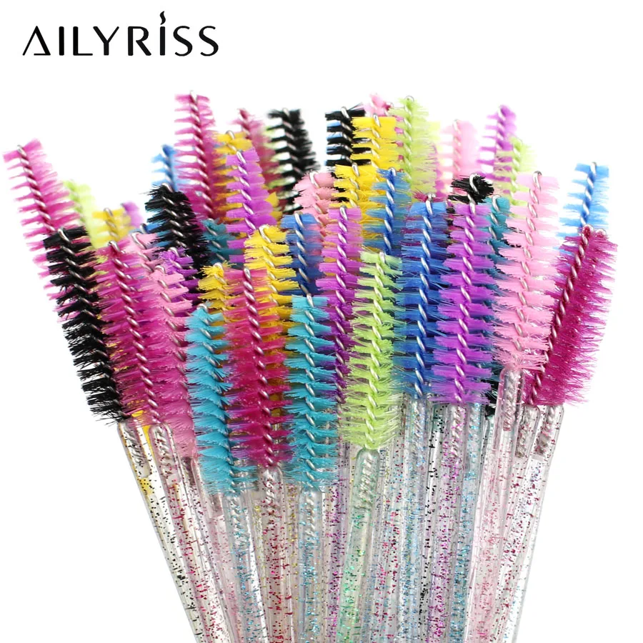 200pcs Reusable Eyelash Brush for Eyelash Extension Make up Brushes Disposable Crystal Eyebrow Brush Micro drill and Separate