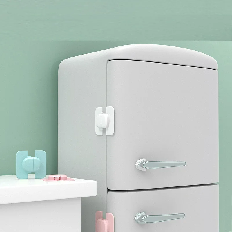 Cerradura de seguridad para refrigerador, pestillo de bloqueo para puerta de refrigerador, refrigerador, armario para ni&ntilde;os y beb&eacute;s, 1 unidad-0