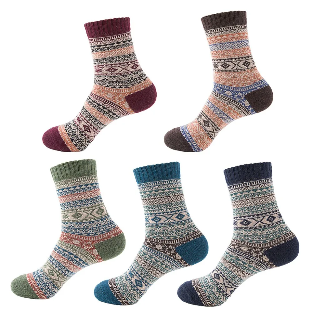 Мужские зимние полосатые теплые толстые шерстяные носки хлопковые meias смесь