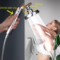 pressurized rainfall shower head adjustable 360%c2%b0spin water saving one button to stop hand held spray nozzle bathroom set