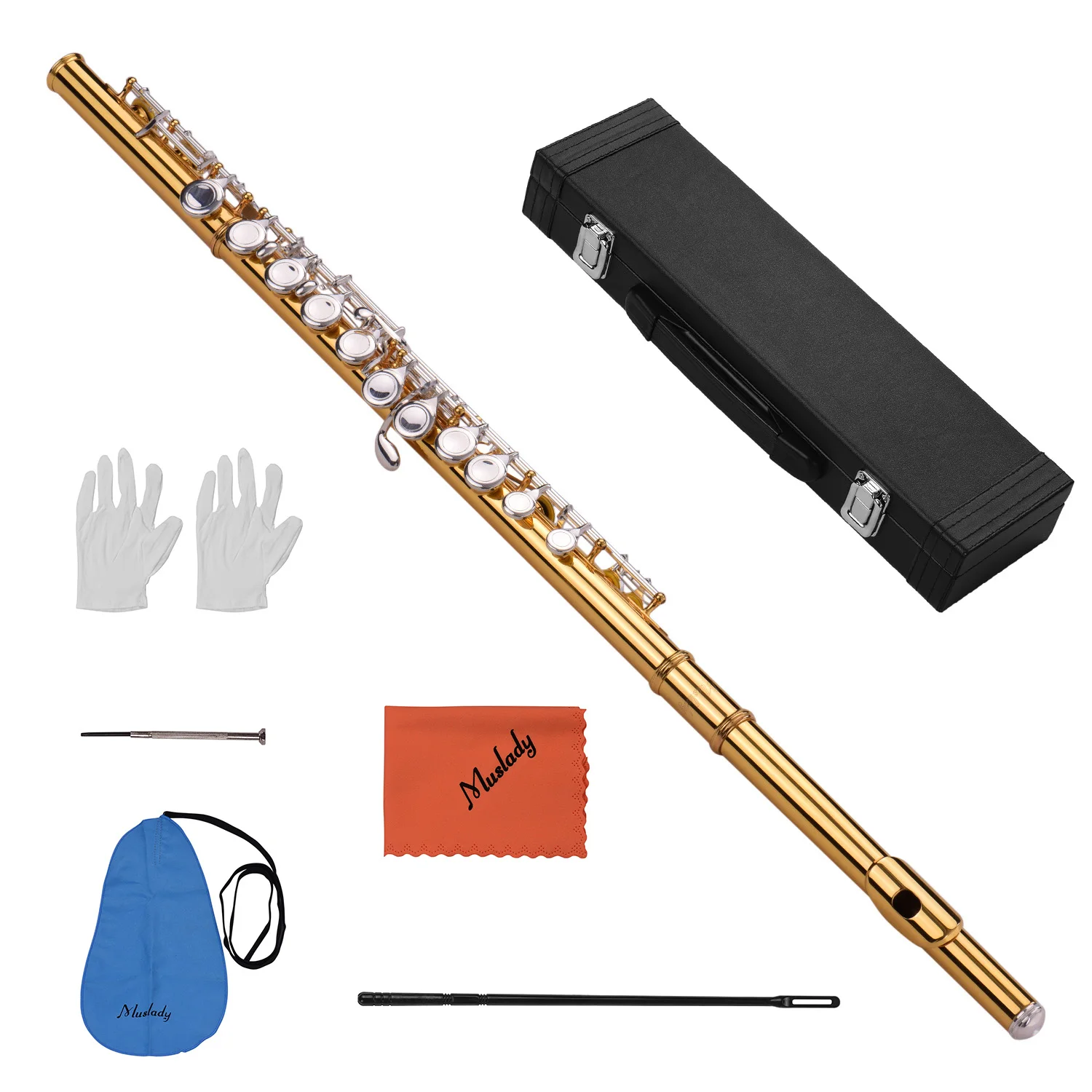 Muslady с закрытым отверстием 16 клавиш Посеребренная флейта набор музыкальных