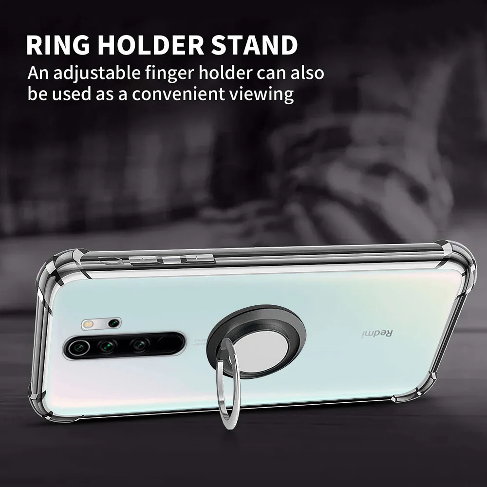 Shockproof Transparent Magnetic Case For Xiaomi Redmi Note8 Note 8 Pro With Ring Holder Clear Tpu Bumper Soft Silicon Cover |