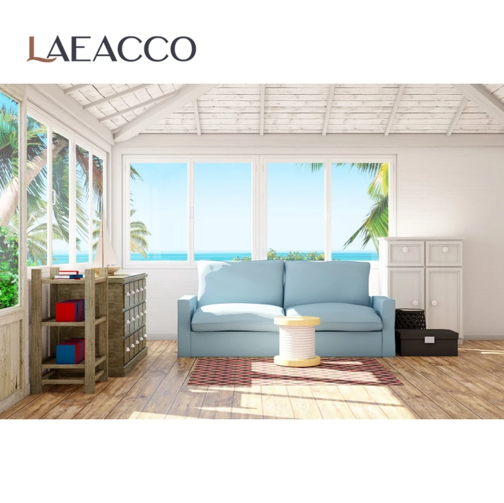 Laeacco фон для фотосъемки Современная гостиная диван окно городская ночь