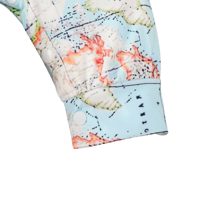 

Spring Autumn Baby Casual Set 3Pcs Infant Map Pattern Romper Long Sleeve Trousers Jumpsuit With Hat Headband Outfits