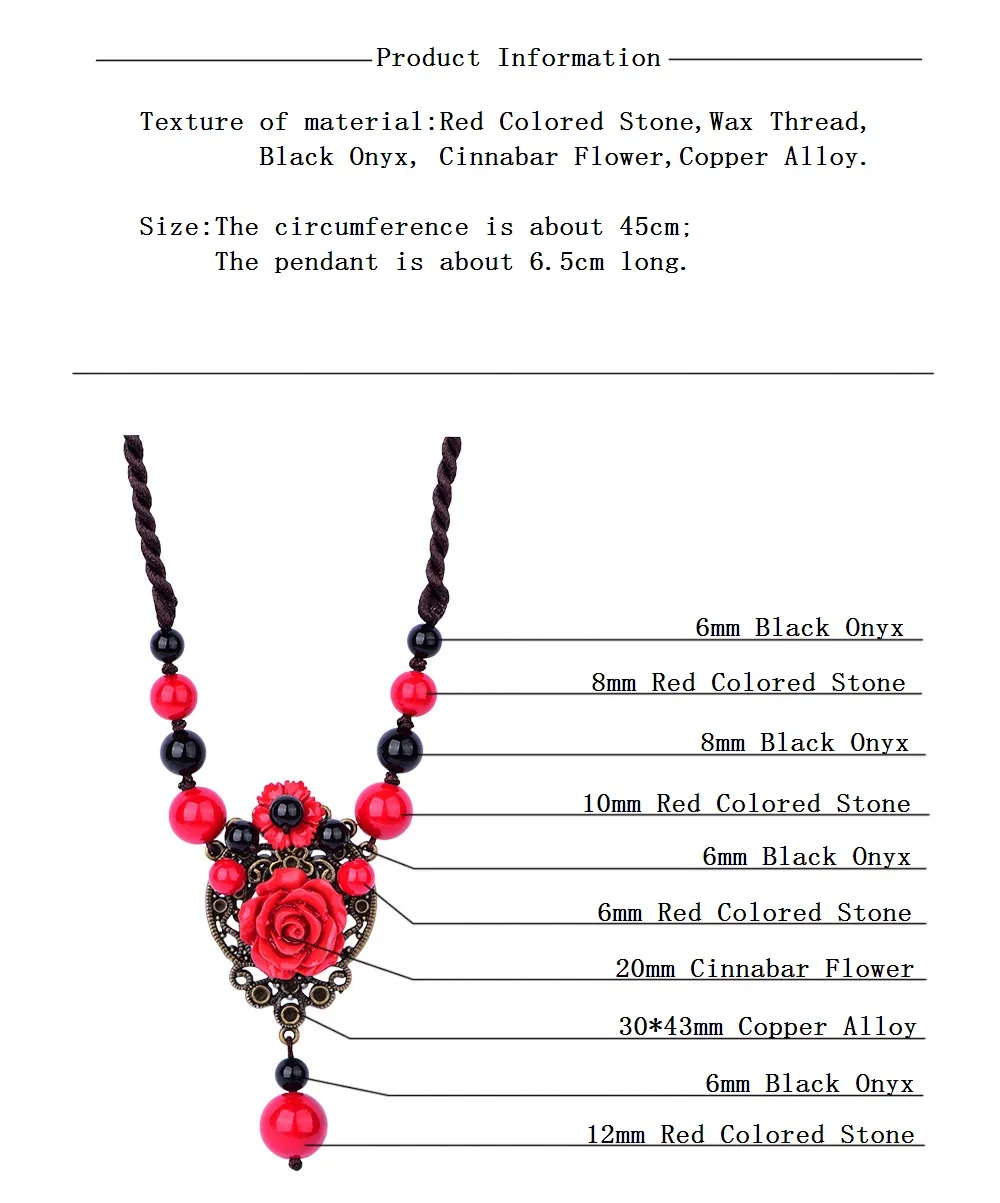 Классический персональный Cinnabar цветок металлический диск Кулон ожерелье