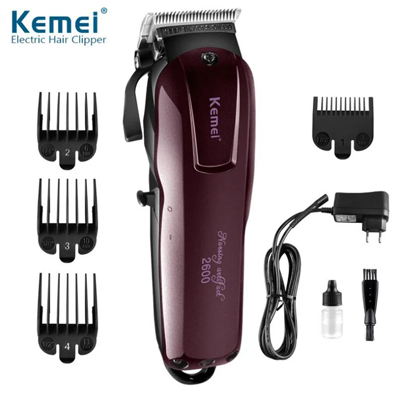 

Машинка для стрижки волос Kemei KM-2600 для мужчин, профессиональная электрическая машинка для стрижки волос, перезаряжаемые триммеры для волос