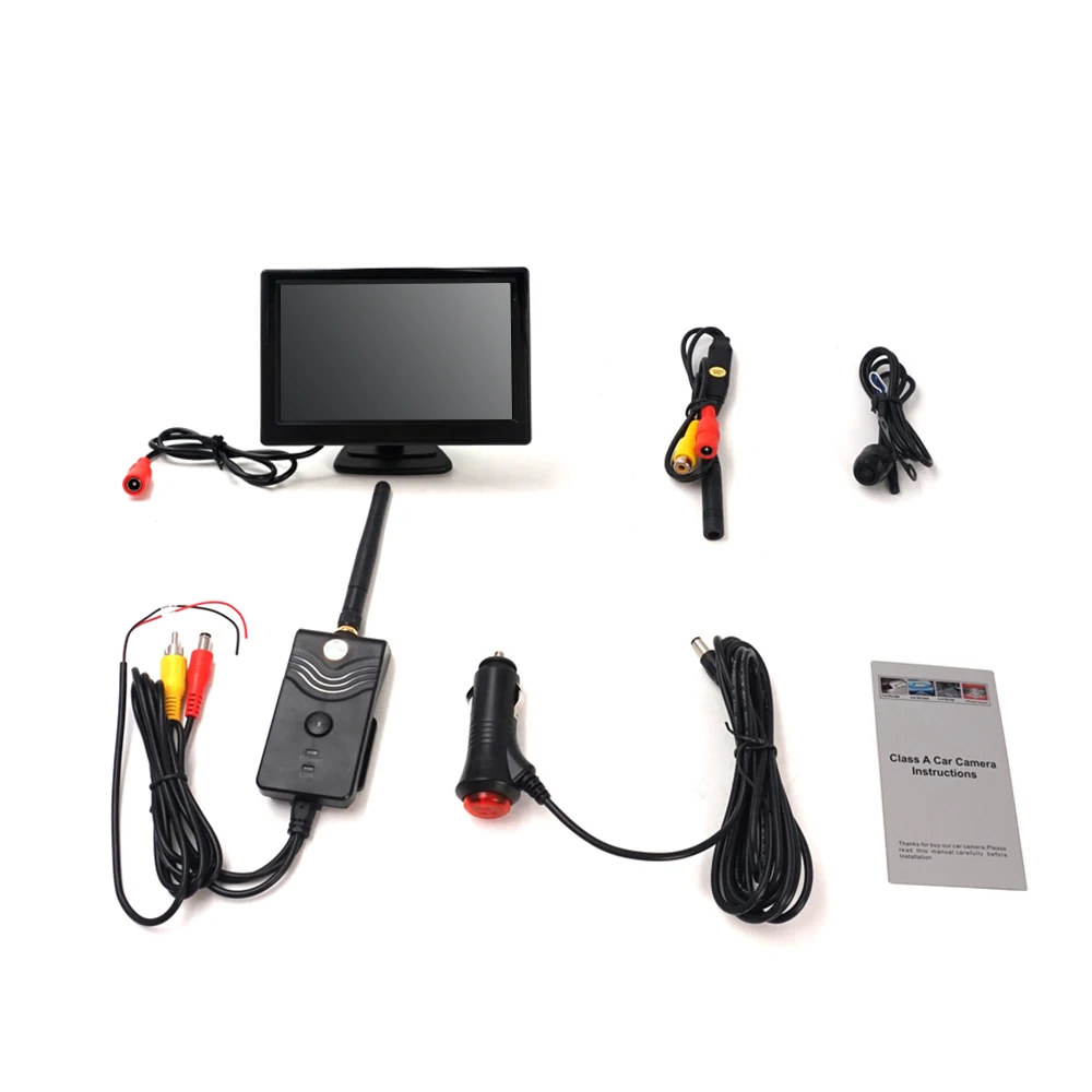 rear view camera with monitor монитор для камеры заднего вида 5 дюйм беспроводной монитор с фронтальной или задней камерой, прикуриватель питания, поддержка цифрового сигнала 150 м беспроводное расстояние