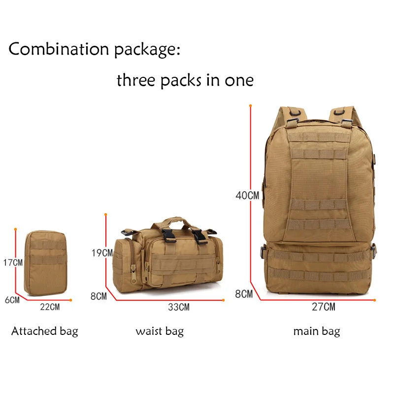 Армейский мужской тактический рюкзак с объемом 50 л большой водонепроницаемый