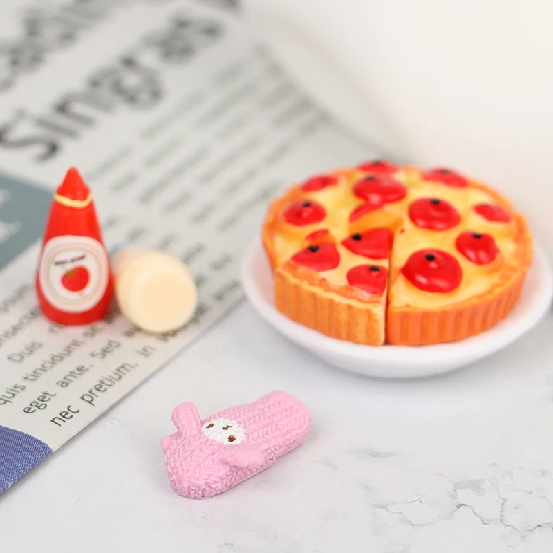 

1:12 Dollhouse Miniature Fruit Pizza Plate Jam Microwave Oven Gloves Kitchen Set
