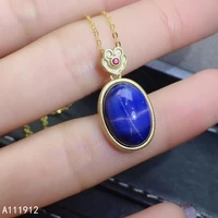 kjjeaxcmy fine jewelry natural star sapphire 925 sterling silver women gemstone pendant necklace chain support test fashion