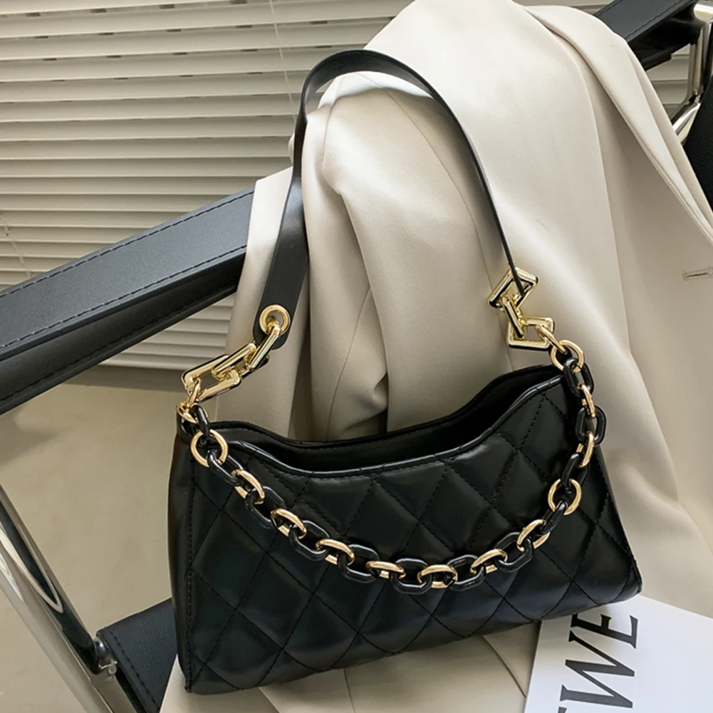 

Fashion Lattice Pattern Chain Messenger Handbags Women PU Leather Shoulder Underarm Bags Casual Portable Travel Clutches Bag New