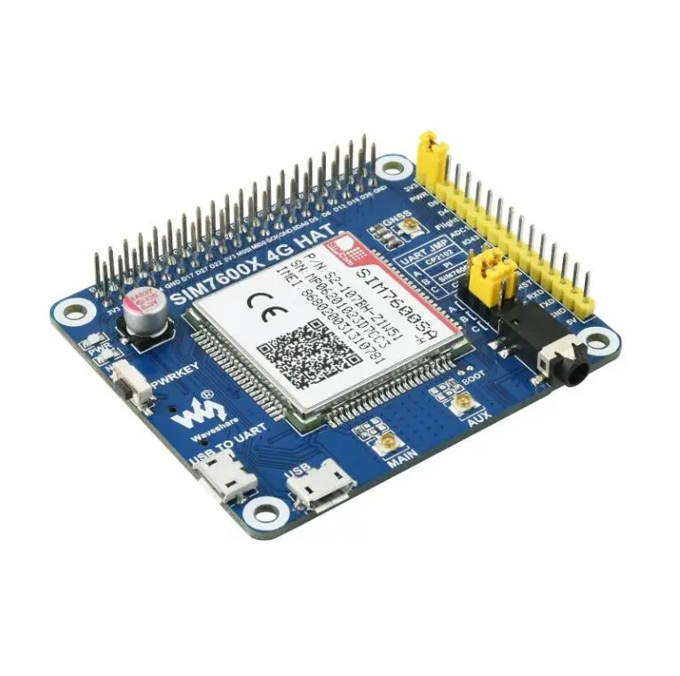 SIM7600SA-H 4G HAT For Raspberry Pi, Supports 4G / 3G / 2G Communication, Also GNSS Positioning