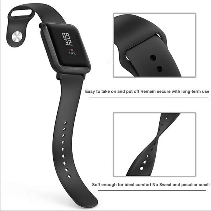 1 шт. силиконовый ремешок для смарт браслета Huami Amazfit фитнес трекер аксессуары
