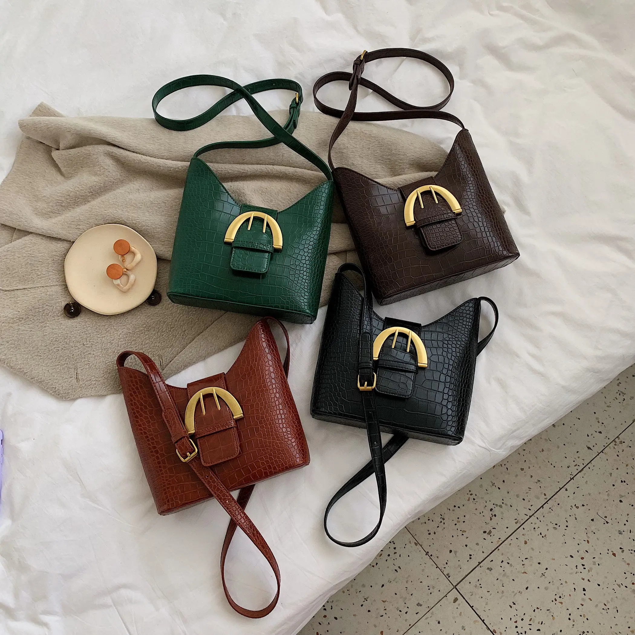 Винтажные сумки-ведра из искусственной кожи для женщин 2019 маленькая однотонная