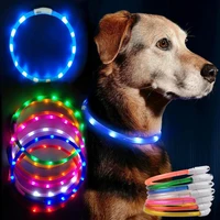 led pet dog collar anti lost car accident avoid collar glowing luminous usb rechargeable for cats dogs puppies collars
