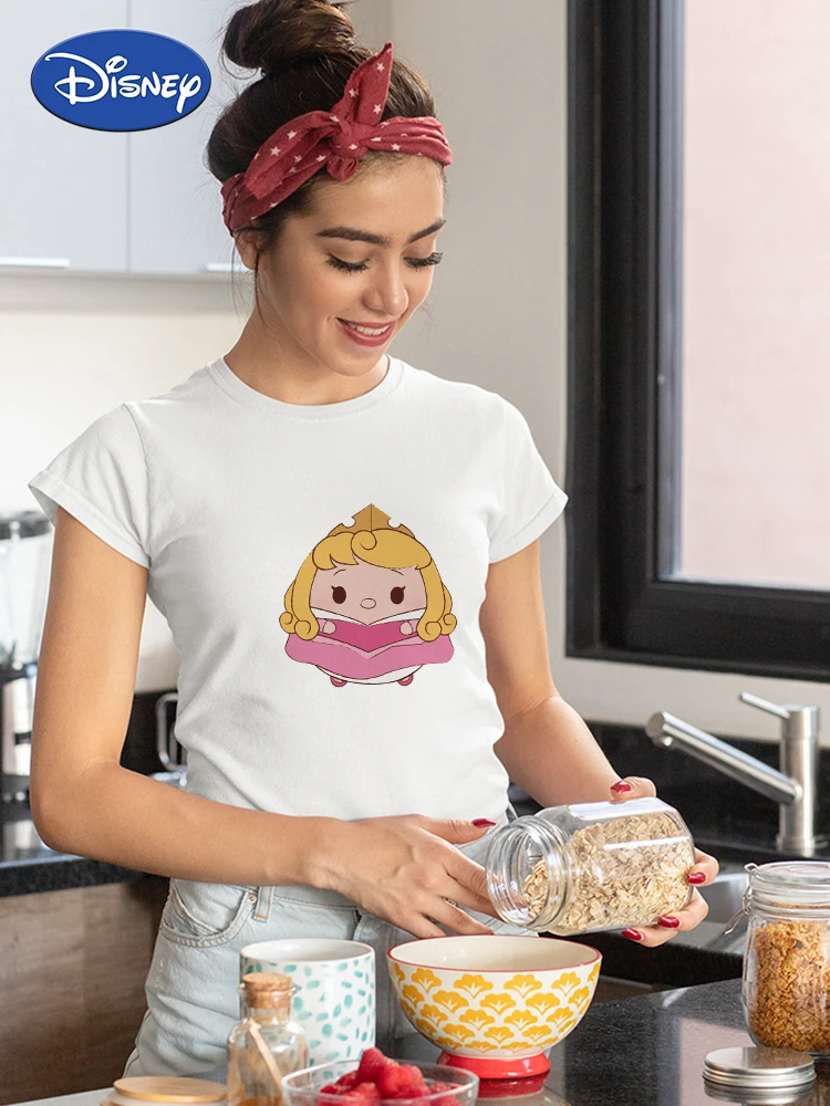 

Chubby Aurora Princess Kawaii Harajuku Tshirt 2021 New Fashion Young Sweet Soft Girl Aesthetic Clothes France Family Look Disney