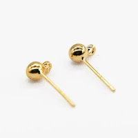 10pcs beads ear studs 925 silver needle diy earrings for jewelry findings making supplies 18k gold plated brass accessories