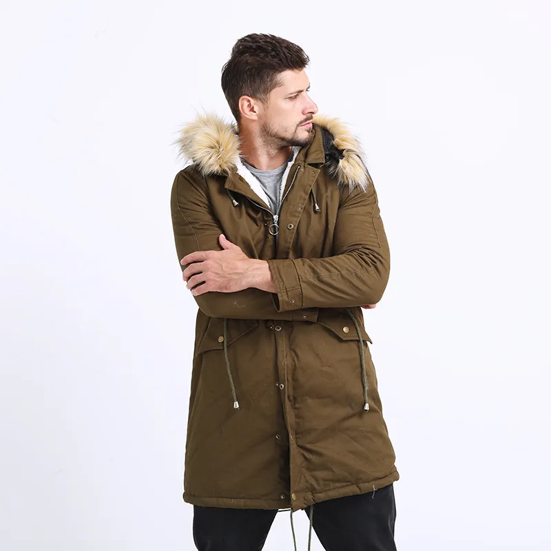Парка на молнии с отворотами и несколькими карманами мужское зимнее пальто