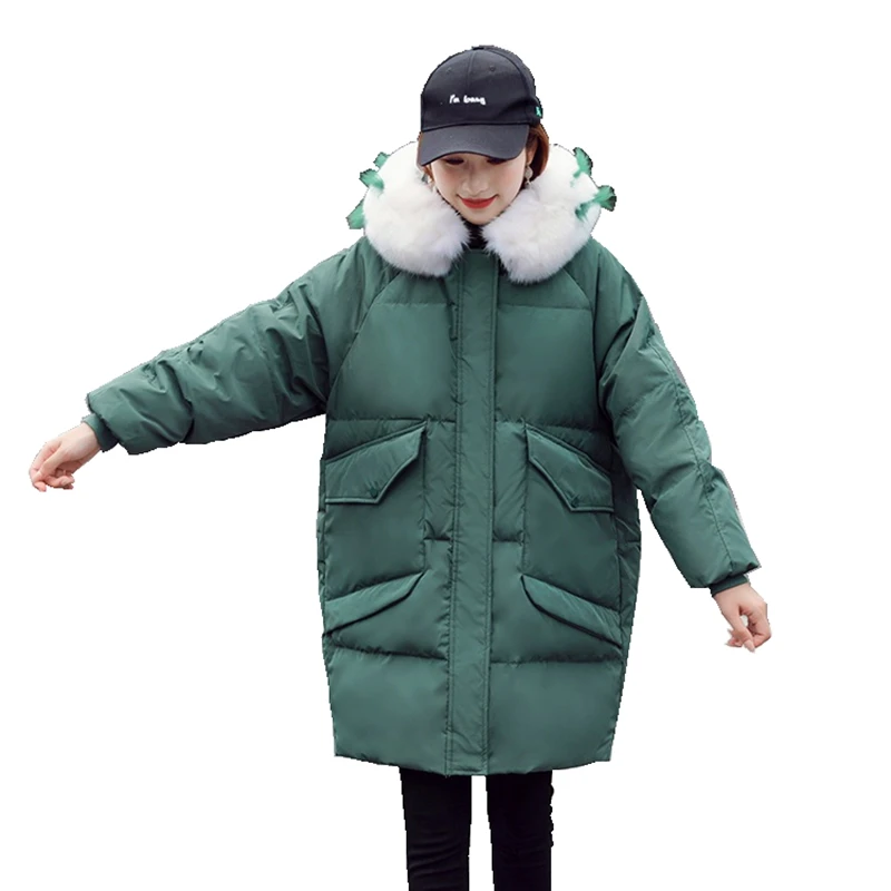 Осенне-зимние женские парки пуховики куртка с капюшоном из лисьего меха 80% утиная