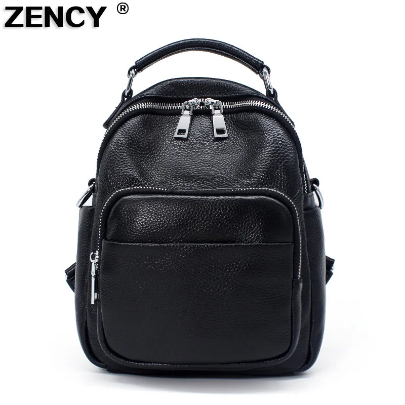 Рюкзак ZENCY женский из 100% натуральной телячьей кожи серебристый дорожный ранец