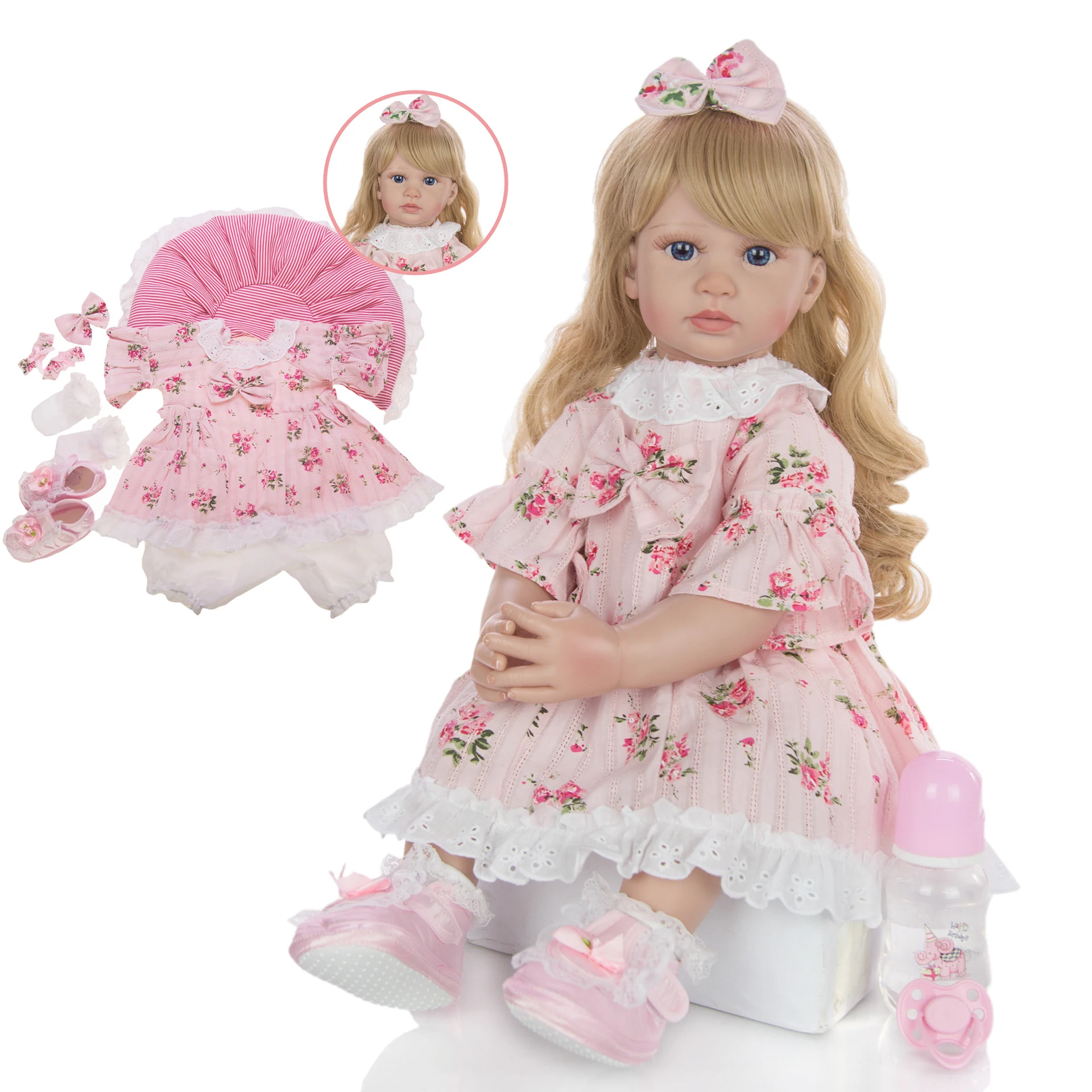 Кукла реборн силиконовая виниловая 24 дюйма 60 см|Куклы| |