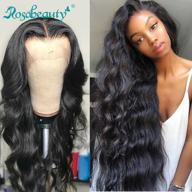 Rosabeauty, 28, 30 дюймов, 13x6, парики из натуральных волос на кружеве, 150% плотность, бразильский Волнистый фронтальный парик, предварительно выщипанный с детскими волосами