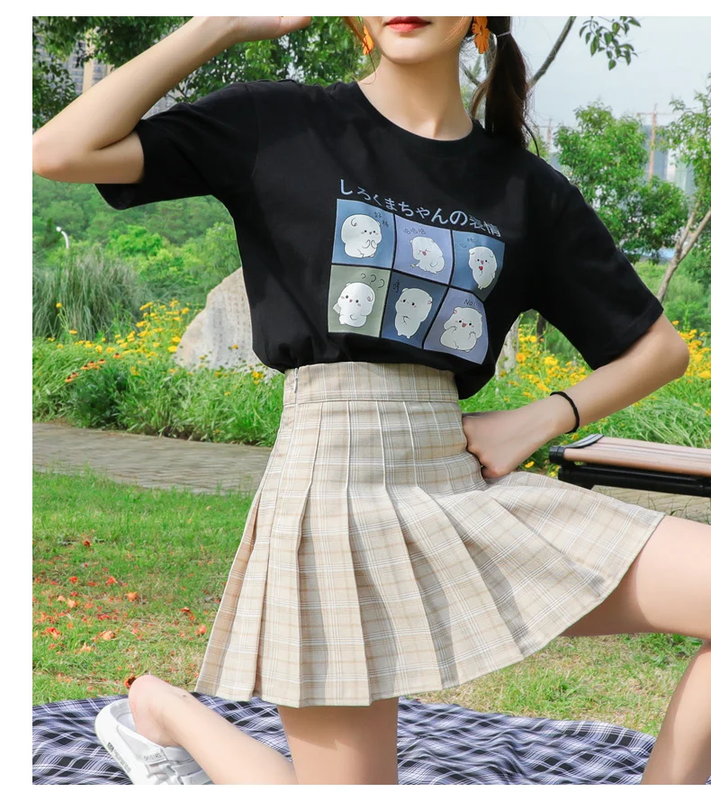 

Винтажная клетчатая юбка, розовая плиссированная юбка, Детская летняя юбка с высокой талией, юбка в стиле Харадзюку, плиссированная юбка