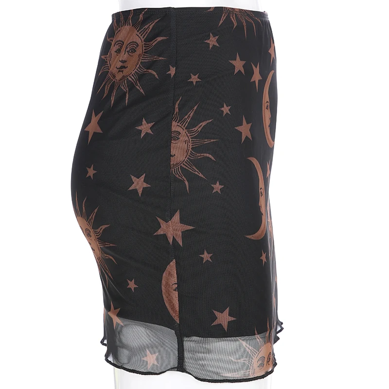 2020 Сексуальная женская черная юбка с высокой талией и принтом летняя сексуальная