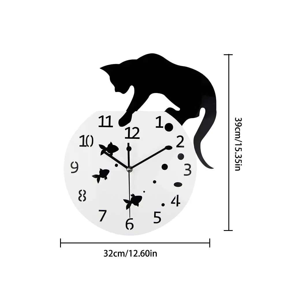 

Naughty Cat Acrylic Clock Wall Hanging Modern Clock Home Decor Watch Wall Sticker For Nordic Home Decoration