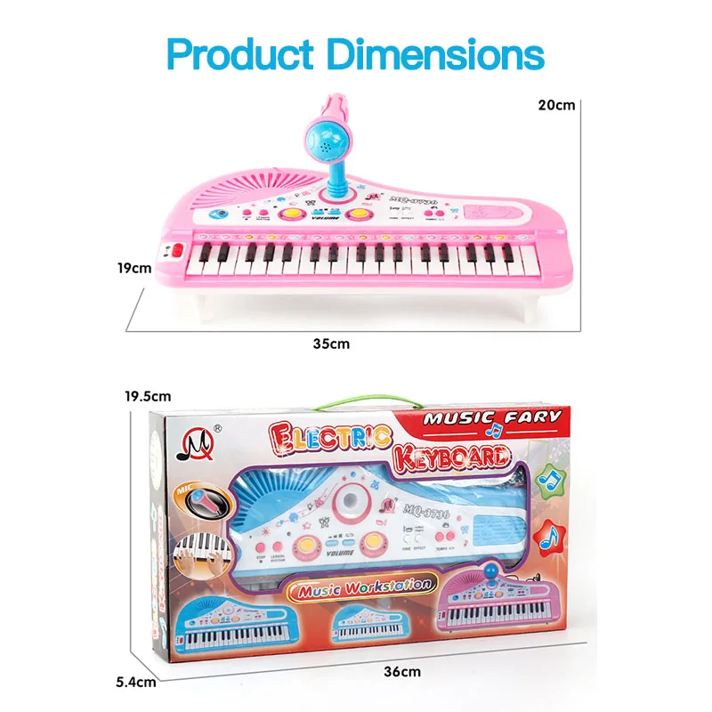 

Kids Fashion Piano 37 Keys Mini Electronic Organ Musical Piano Teaching Keyboard With Microphone Educational Toys For Children