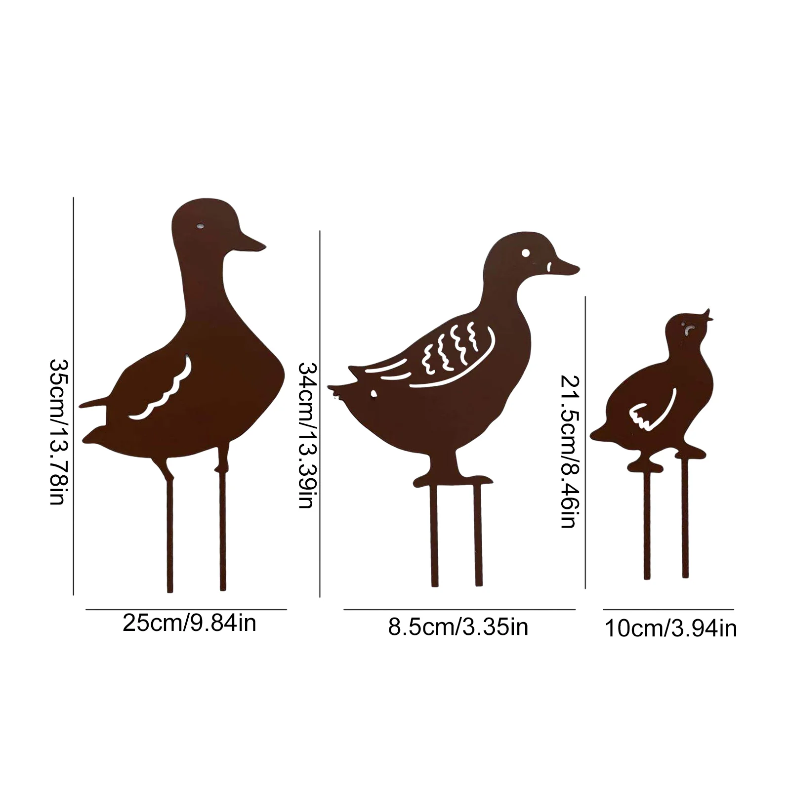 

4pcs Garden Art Metal Duck Stake Yard Decor Duck Silhouette Decoration Metal rust color duck garden Decoration accessories