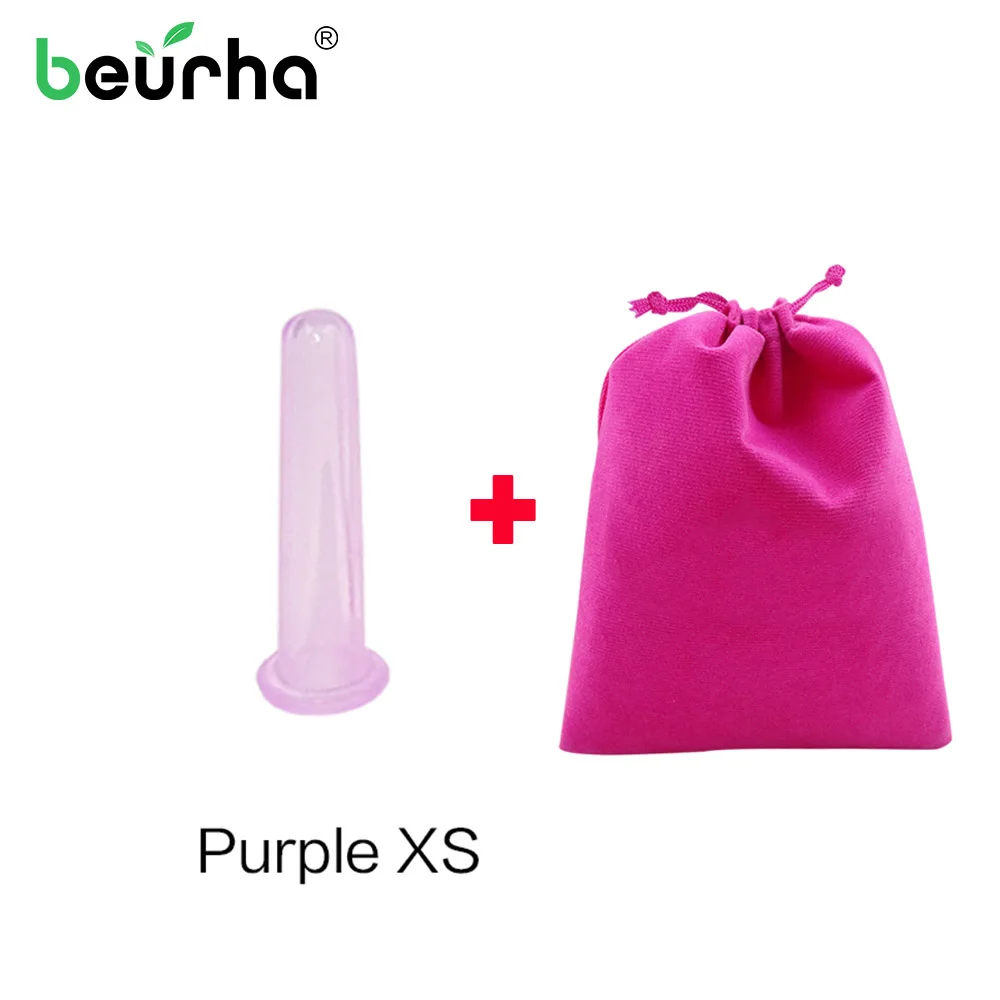 1 piece Purple XS 1 шт. S/M/L/XL силиконовые вакуумные чашки для расслабления шеи спины медицинский массажер банки для антицеллюлитного здоровья с мешком - Цвет: 1 piece Purple XS