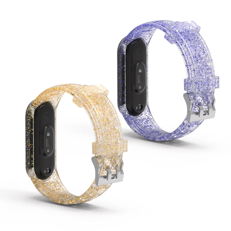Ремешок силиконовый для Xiaomi Mi Band 3 4 5 6 цветной прозрачный спортивный сменный