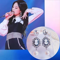 kpop seo yea ji iu lee ji eun new korean fashion round natural crystal pearl swing long earrings women wedding luxury earrings